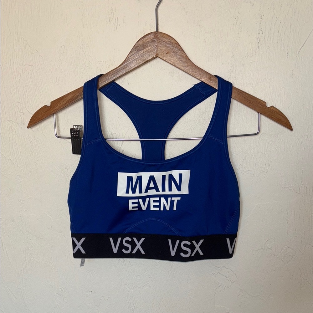 VSX Blue and Black Sports Bra with Racerback Design